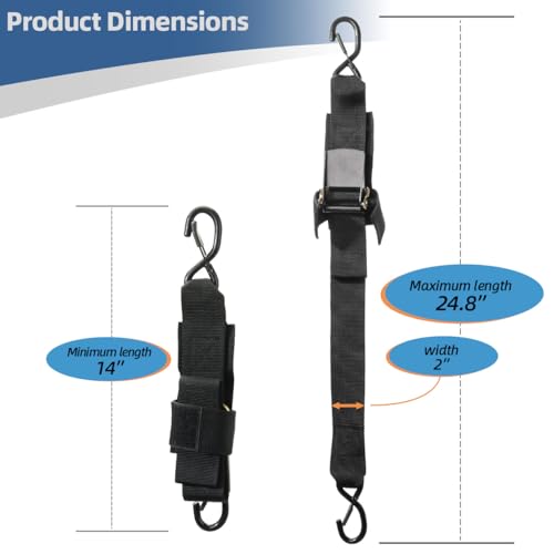 Boat Trailer Tie Down Straps for Yamaha Watercraft PWC, 2 Inch x 24 Inch Adjustable Boat Trailer Transom Straps with Hooks for Trailing, Boating & Jet Ski, Replaces SBT-TRNSM-TD-08-1 Pair