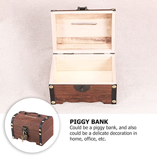 Doitool 2Pcs Retro Wooden Treasure Chest Storage Box, Unique, Handmade Vintage Design Piggy Bank Money Box Case Organizer With Lock And Keys, Best Gift For Kids Adult (Light Brown) #TOP7