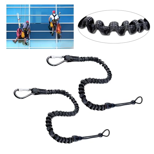 blispring 2 Stück Nylon-Werkzeug-Lanyard-Seil mit Federschraubverschluss-Karabiner, funktionierendes Sicherheitsseil mit Absturzsicherung, Werkzeug-Tether-Lanyard