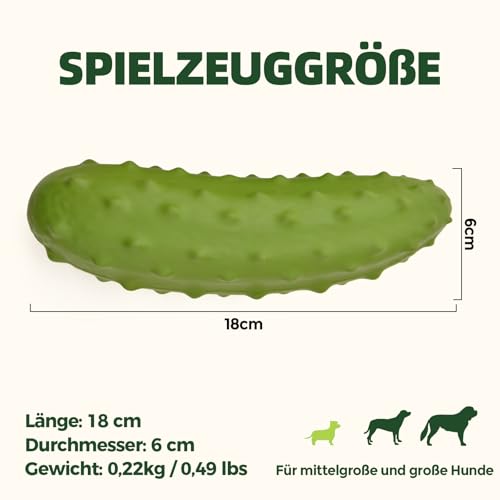 LIFLIX Hundespielzeug Quietschend für Kauer, Harte Kauspielzeug Hund aus Naturkauschuck, Hundespielzeug Robust für Kleine Mittelgroße und Große Hunde, Gurke Form