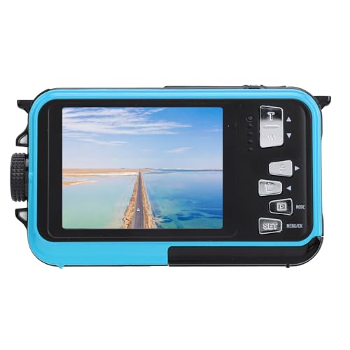 2.7K Underwater Camera, Waterproof Digital Camera Full HD 2.7K 48MP 16X Zoom Under Water Camera 11FT Water Resistant Compact Digital Camera for Snorkeling Diving (Blue)