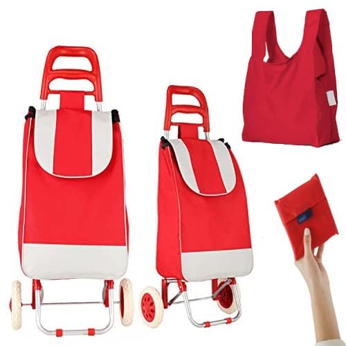 Collapsible Shopping Cart with Fabric Luggage Compartment and Dual