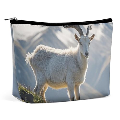 Bolsa de cosméticos Bolsas de Maquillaje para Mujeres Bolsa de Maquillaje portátil Estuche de Maquillaje de Cabra en la Ladera Bolsa de artículos de tocador de Viaje para Accesorios de Viaje