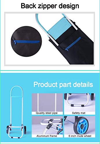 Faltbarer Einkaufstrolley auf Rädern, leichter Einkaufswagen mit Isoliertasche, 30 l großes Fassungsvermögen (A) – Bild 6