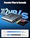 Acer UHS-II USB C SD Card Reader with 100W PD Port, 3-in-1 Type-C SD 4.0 Memory Card Reader Adapter for MicroSD SDXC SDHC MMC RS-MMC UHS-II & UHS-I Cards for iPhone 15, Macbook, Tablet, Cameras (Grey)