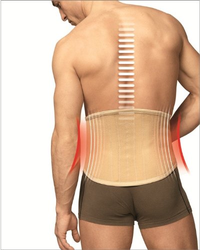 TURBO Med Plus 825 haut orthopädischer Rückenstützgürtel mit 4 Lumbalstützen bei Lendenwirbelsyndrom Ischias Überlastung nach OP, Farbe:haut;Größe:S