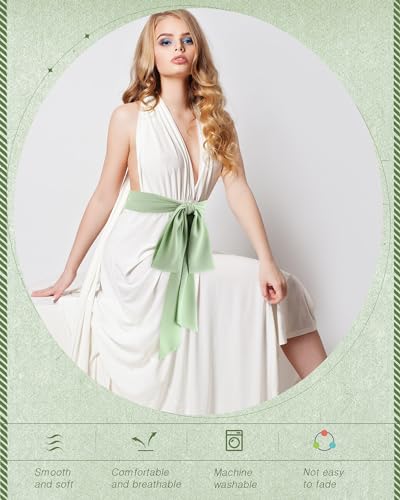 Image of Glitopper Women Chiffon Sash Belt Dress Sash Waist Bridal Wedding Belt 50s Accessories 3'' Wide