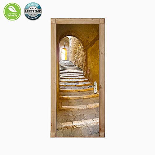 Self Adhesive Door Stickers, 3D Peel and Stick, Waterproof Door Decal Vinyl Wall Murals 77 * 200cm