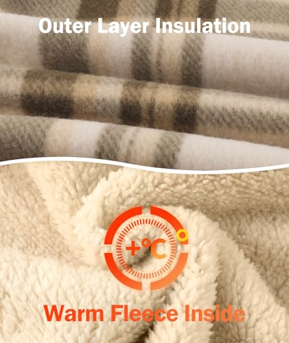 Image of Boys Zip Up Hoodies Fleece Plaid Jacket Kids Hooded Sweatshirts Sherpa Lined Coat