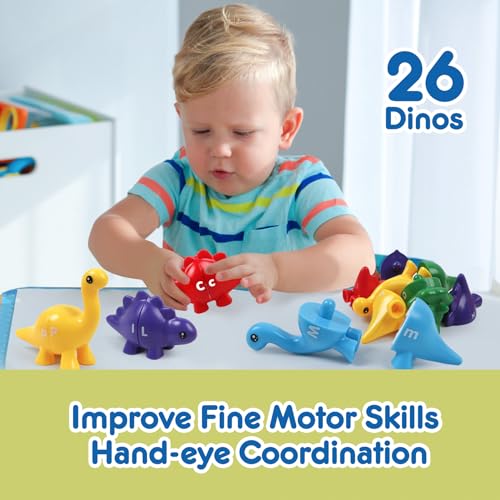 Image of 26pcs Alphabet Dinosaurs Matching Toy, Toddlers ABC Learning Dinosaurs | 26pcs, Matching & Sorting Game, Sensory Toy, Preschool Learning Activities, Educational Gifts, Ages18M+