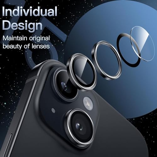 CELLUTION Camera Glass Lens Protector Ring For iPhone 15/15 Plus Case Friendly with Edge to Edge Coverage and Easy Installation, Pack of 1 (Black) 3 41Xzjl2z5JL
