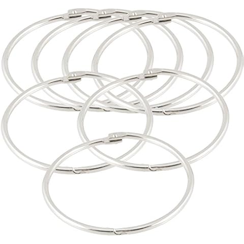RilexAwhile Loose Leaf Binder Rings 3.5 inch Silver Tone Nickel Plated (7 Pcs) Cover