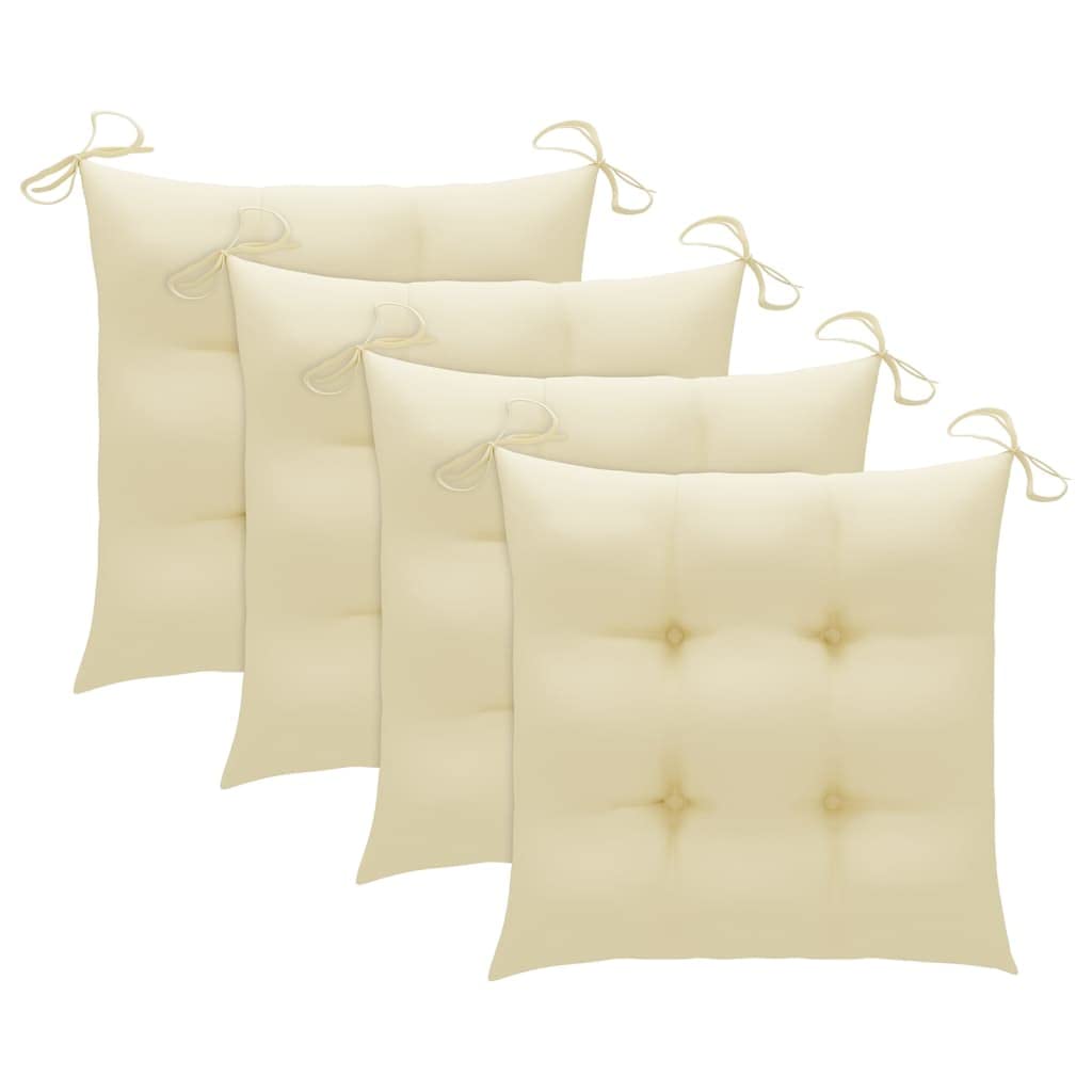Set di 4 sedie da pranzo da giardino in legno di acacia massiccio con cuscini in poliestere impermeabili, superficie verniciata a olio, design a doghe, portata fino a 110 kg