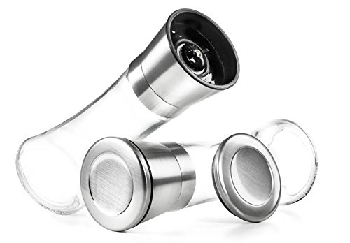 Levav 649510 Premium Salt And Pepper Grinder Set Of 2- Brushed Stainless Steel Pepper Mill And Salt Mil, Glass Body thumb #4