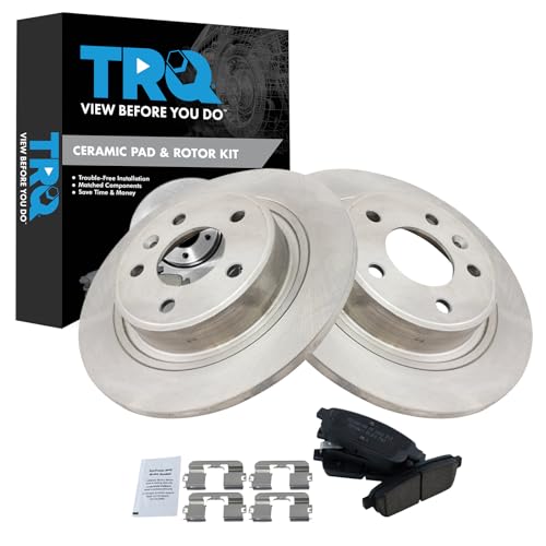 Image of TRQ Rear Ceramic Brake Pad and Rotor Set | For 16-19 Buick Cascada 12-17 Buick Verano 11-15 Chevrolet Volt 14-15 Chevrolet Cruze with 292 mm Diameter Rear Rotors