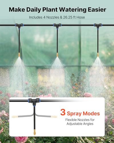Image of VEVOR Walk-in Tunnel Greenhouse, 10 x 7 x 7 ft Hoop House Greenhouse Tunnel with Watering System, Plant Hot House with Steel Frame, PE Cover, Roll-Up Zipper Door and 6 Windows for Outdoors, Green