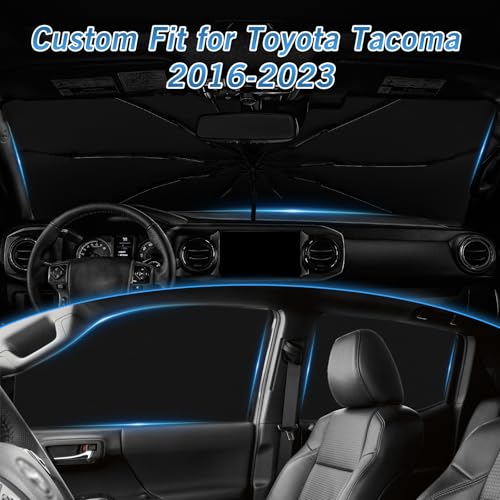 Image of KUST Windshield Sun Shade Umbrella for Toyota Tacoma Double Cab 2016 2017 2018 2019 2020 2021 2022 2023 Rear Window Shades 100% UV Protection and Blackout Privacy 5PCS Car Window Covers Accessories