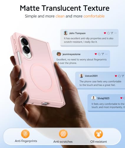 Image of FNTCASE for Samsung Galaxy Z Fold 8 Case: [Hinge Protection] Translucent Matte Cases [Compatible with Magsafe] [Screen Protector] Military Grade Shockproof Protective Phone Cover-Light Pink