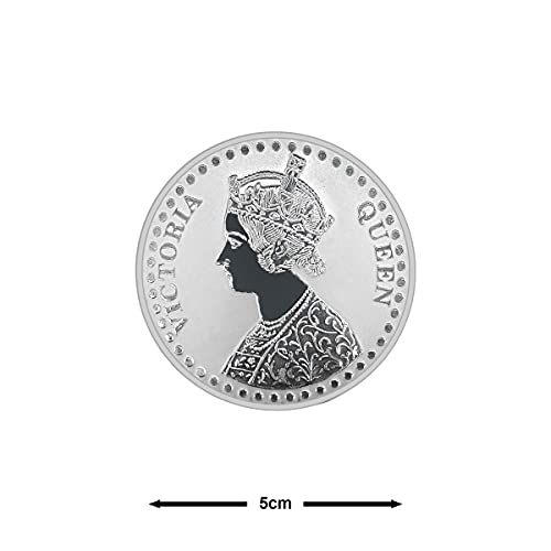 Image of FORTUNE FOREVER Pure Silver Queen Victoria BIS Hallmarked Round Coin Chandi Sikka with Blister Card Perfect for Gifting Investment Diwali Dhanteras (999 Purity)
