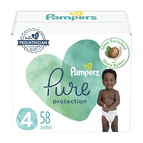 Image of Pampers Baby Diapers - Pure Protection - Size 4, 58 Count, for up to 100% Leakproof, Premium Plant-based Skin Protection