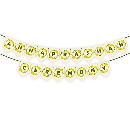 Image of Party Propz Floral Design Shubh Annaprashan Banner - 1 Pc Baby Rice Ceremony Decorations Items | Rice Ceremony Banner (Cardstock)