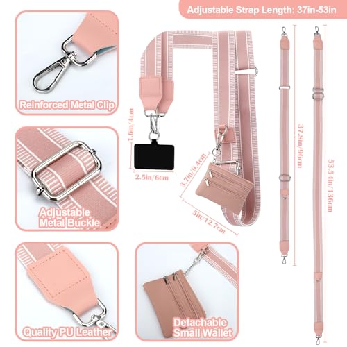 Image of XANGNIER Clip and Go Strap for Phone with Wallet Crossbody, Phone Strap with Zippered Wallet, Adjustable Anti Theft Cellphone Lanyard for Women, Cellphone Chain Accessories,Multicolor 19