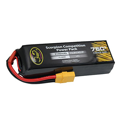 Scorpion 5100mAh 75C 4S LiPo Battery Pack for Racing Drones DJI Airplane RC Quadcopter Helicopter Car Truck Boat Hobby Multi-Rotor