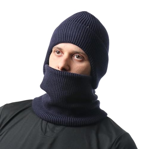 Beimus bekväm pullover hatt och halsvärmare set för kvinnor män unisex vinter höst tillbehör för utomhus snö aktivitet vintertillbehör, marinblå, one size
