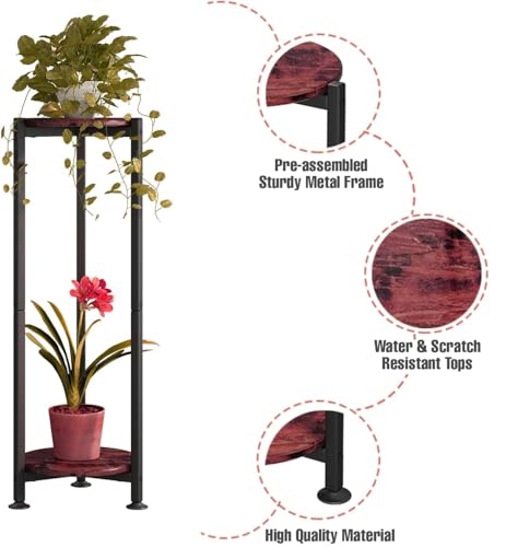 Image of Dime Store Metal Tall Corner End Table Side Table 2-Tier Round Stylish Plant Stand Bedside Table Corner Display Stand for Decorative Showpieces and Flower Vase for Living Room , Bedroom