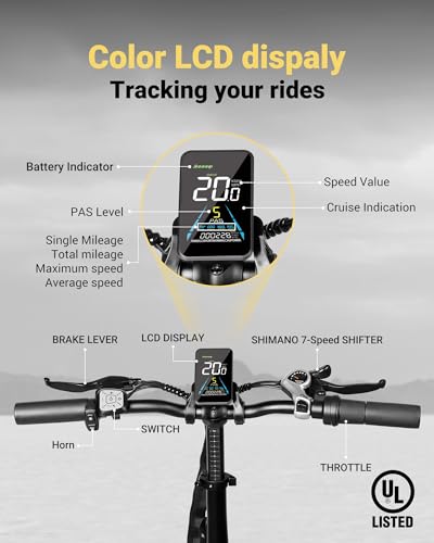 Likebike Folding Electric Bike 20 Inch X 4.0 Fat Tire Electric Bicycle,48V Lithium Removable Battery,Peak 720W Folding Ebike For Adult,5 Pedal-Assist Levels& Large Lcd Display,Step Through Ebike For Adult thumb #3