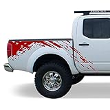 Decal Sticker Vinyl Bed Splash Mud Kit Compatible with Nissan Frontier Navara 2004-Present (RED)