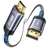 JSAUX 4K DisplayPort to HDMI Cable Adapter 10FT, DP to HDMI Male Video UHD 4K@30Hz/2K@60/1080P@120 Nylon DP to HDTV Uni-Directional Cord for Dell, Projector, Desktop, AMD, NVIDIA, Lenovo, HP, ThinkPad