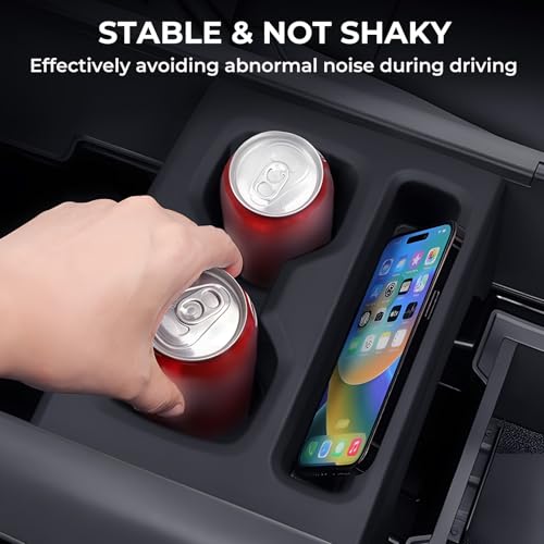 Image of Cup Holder Inserts for Chevrolet Silverado EV WT 2026 2025 2024 (Not for RST /LT), Interior Accessories TPE Center Console Car Cup Holders Covers Protector, Black