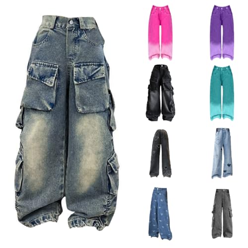 Jeans for Girls 2024 Stretchy Straight Leg Vintage Denim Pants for Girls Fall Winter 2024 Girls Clothes Pockets