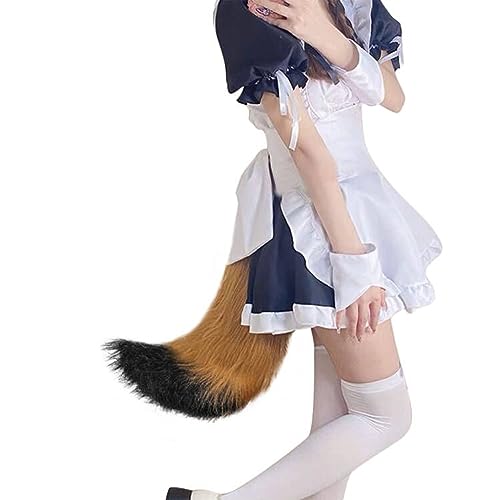 XINCHIA Faux Fur Fox Cat Large Long Tail Kit Fluffy Wolf Fox Cosplay Costume Long Tail Kit Animal Dress Up Fancy Dress Accessories Halloween Role Play Party Costume for Adults - Image 2