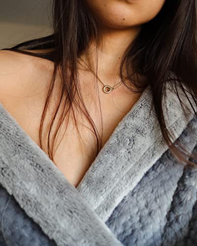 AllenCOCO Dainty Gold Necklace for Women Trendy, Cute Sister Necklaces, 14k Gold Plated S925 Sterling Silver Interlocking Circle Heart Necklace Herringbone Chain Choker Necklace for Women Non Tarnish3