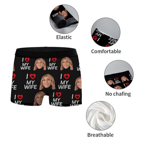 Custom Funny Boxers with Face for Men, Personalized Boxers for Men with Red Lips Birthday Gifts for Boyfriend L3