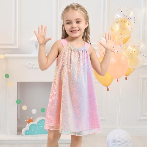 Little Girls Sequin Dress Party Birthday Dresses Formal Fancy Strap Dress 3-8 Years2