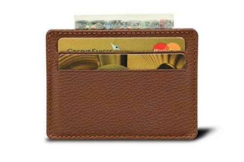 Preisvergleich Produktbild Lucrin - Kreditkartenetui für 4 Karten - Cognac - Genarbtes Leder