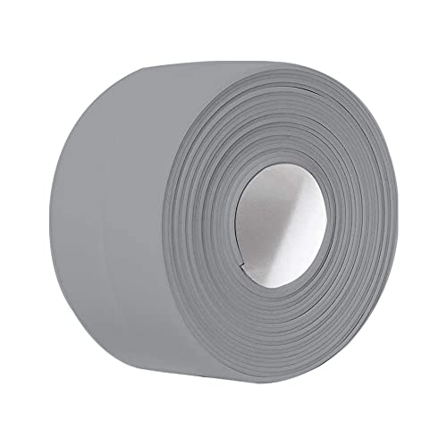 Joint Silicone Gris Salle de Bain, Funwaretech Ruban Adhésif étanche, Joint Etancheite Baignoire, Bande D'étanchéité Auto-Adhésive en PE, Anti-Moisissure pour Cuisine, Toilettes, Douche,Evier