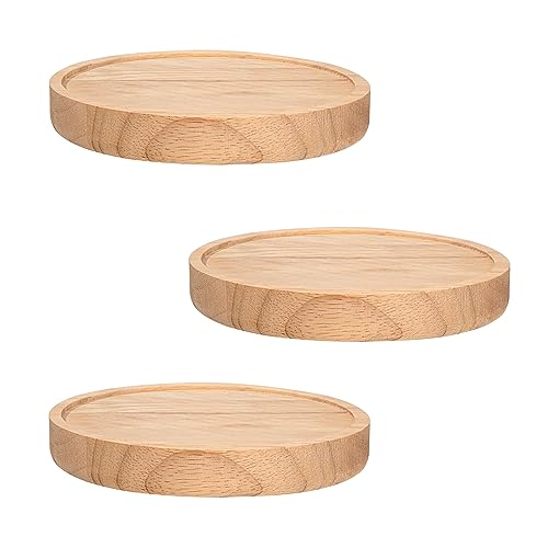 Estantería de Pared de Madera, Juego de 3 Estantería Flotante Redonda Pequeña Baldas Pared Modernas con Tornillos para Plantas Vela Foto Decoracion Diseño para Cocina Dormitorio Baño (Diámetro Ø15cm)