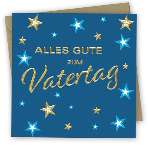 Absolutely Yours Vatertag Karte für Papa Vatertagskarte mit Sternenmotiv und goldfoliertem Text 150 x 150 mm mit Umschlag recycelbar