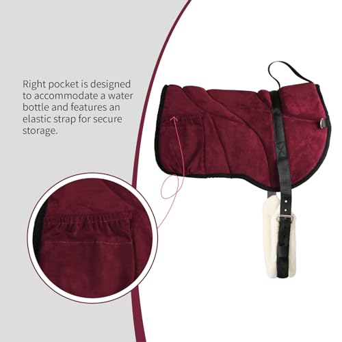 Image of Harrison Howard Ergonomically Designed Correct Bareback Pad with Side Pockets Extra Thick Center for Maximum Support Anti-Slip Bareback Pad Comes with Matching Girth