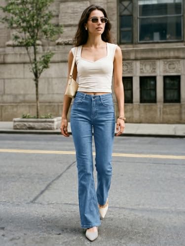 Image of Urbano Fashion Women's Mid Rise Bootcut Washed Jeans Stretchable