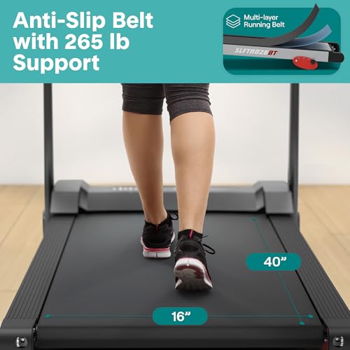 Image of SereneLife Treadmill with Incline & Handle Bars | Compact Portable Walking Pad & Treadmill for Home /Apartment | Wide Running Belt 40 inch x 16 inch | Includes Workout Trainer Program with Bluetooth App