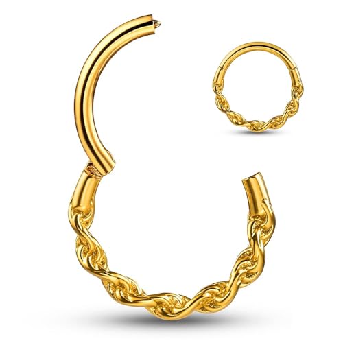 Septum rings hoops,1PCS 16G/8mm Ring Multi-Cones Surgical Stainless Steel Nose Ring Hoop Jewelry Clicker Cartilage Earring Hinged Segment Daith Piercing