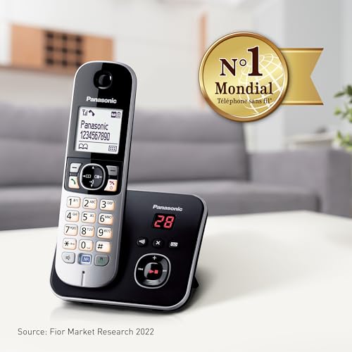 Panasonic Duo KX-TG6822FRB Téléphone Numérique sans fil DECT avec Répondeur Wi-Fi Noir