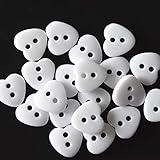 100Pcs Heart Shape Buttons DIY Handmade Craft Art Sewing Buttons White, Vertical Eye Holes,14mm