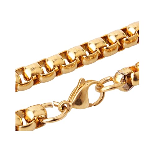 KnBoB Halsketten für Männer 60 cm, Belcher Kette 7MM Gold Edelstahl Herren Halskette Cover
