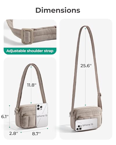 BAGSMART Cross Body Purse, Mini Crossbody Bags for Women Travel Purse, Puffy Shoulder Handbag Wallet with RFID Blocking Slots, Brown-small2